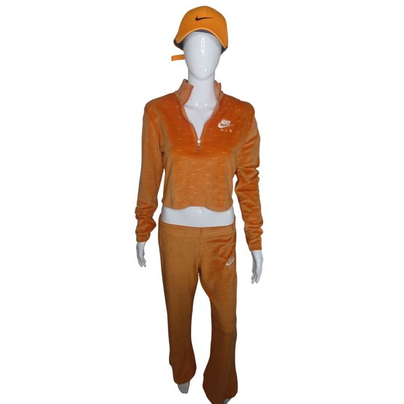 Nike‎ Women's Velour 2PC Track Suit Set Orange Size - M-Jacket/L-Pants - Picture 4 of 9